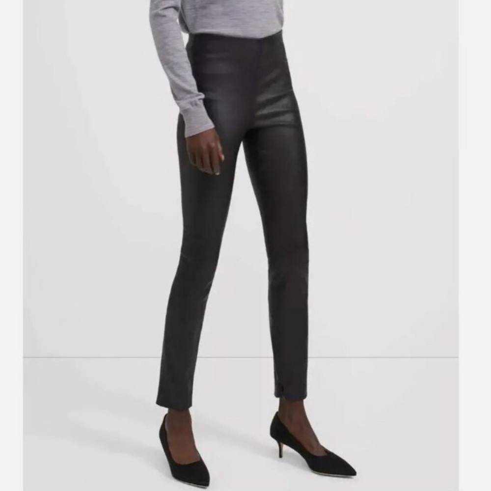 THEORY BLACK BRISTOL LEATHER STRETCH LEGGING PANT Size 10